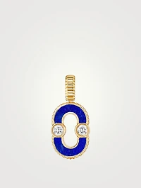 Magnetic 18K Gold Twist Lapis Lazuli And Malachite Pendant With Diamonds