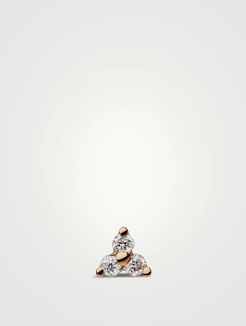 14K Gold Trinity Threaded Stud Earring With Diamonds
