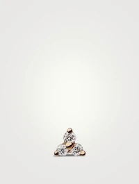 14K Gold Trinity Threaded Stud Earring With Diamonds