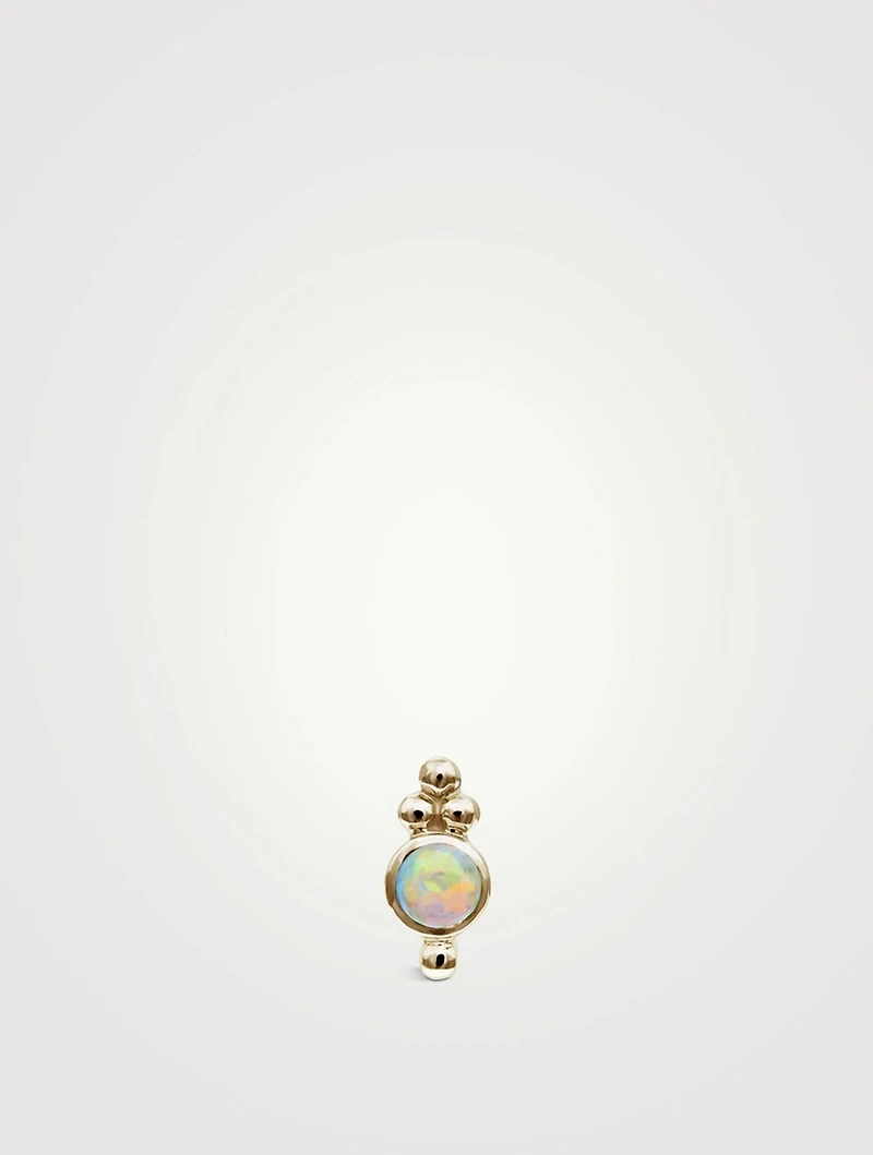 14K Gold Opal Four Ball Trinity Threaded Stud Earring