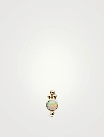 14K Gold Opal Four Ball Trinity Threaded Stud Earring