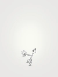 18K Gold Arrow Threaded Stud Earring With Diamonds