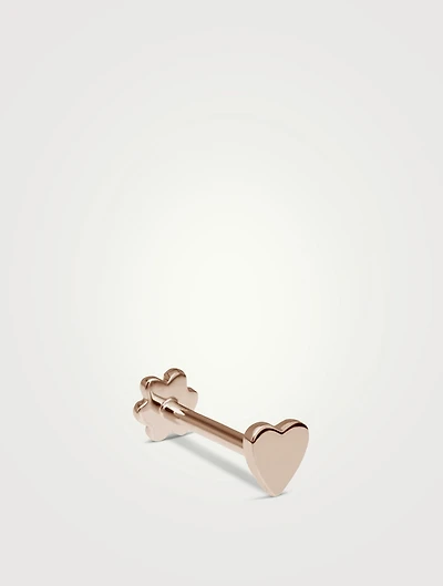 14K Gold Heart Threaded Stud Earring