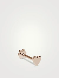 14K Gold Heart Threaded Stud Earring