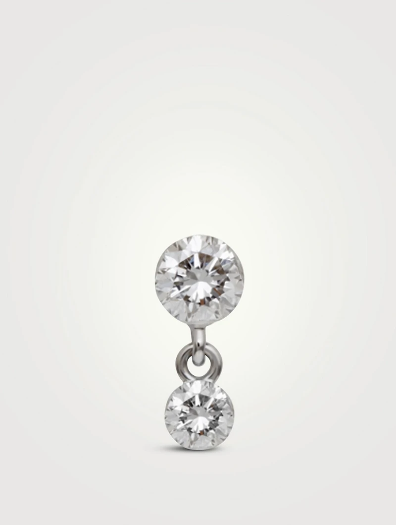 18K Gold Invisible Set Diamond Dangle Threaded Stud Earring
