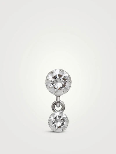 18K Gold Invisible Set Diamond Dangle Threaded Stud Earring
