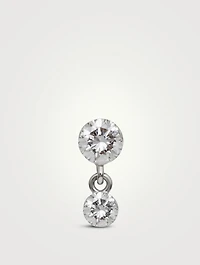 18K Gold Invisible Set Diamond Dangle Threaded Stud Earring