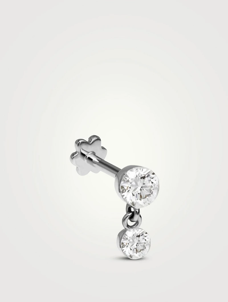 18K Gold Invisible Set Diamond Dangle Threaded Stud Earring