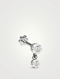 18K Gold Invisible Set Diamond Dangle Threaded Stud Earring