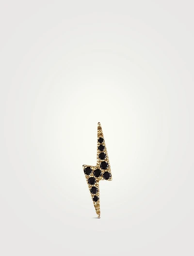 18K Gold Lightning Bolt Threaded Stud Earring With Diamonds
