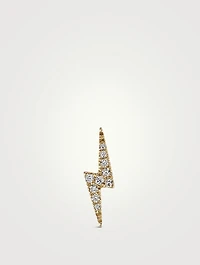 18K Gold Lightning Bolt Threaded Stud Earring With Diamonds