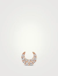 18K Gold Moon Threaded Stud Earring With Diamonds