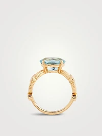 Magnetic 18K Gold Enchainée Ring With Aquamarine And Diamonds