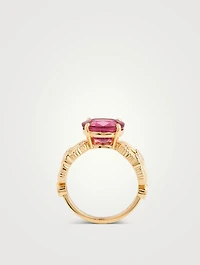Magnetic 18K Gold Enchainée Ring With Tourmaline And Diamonds