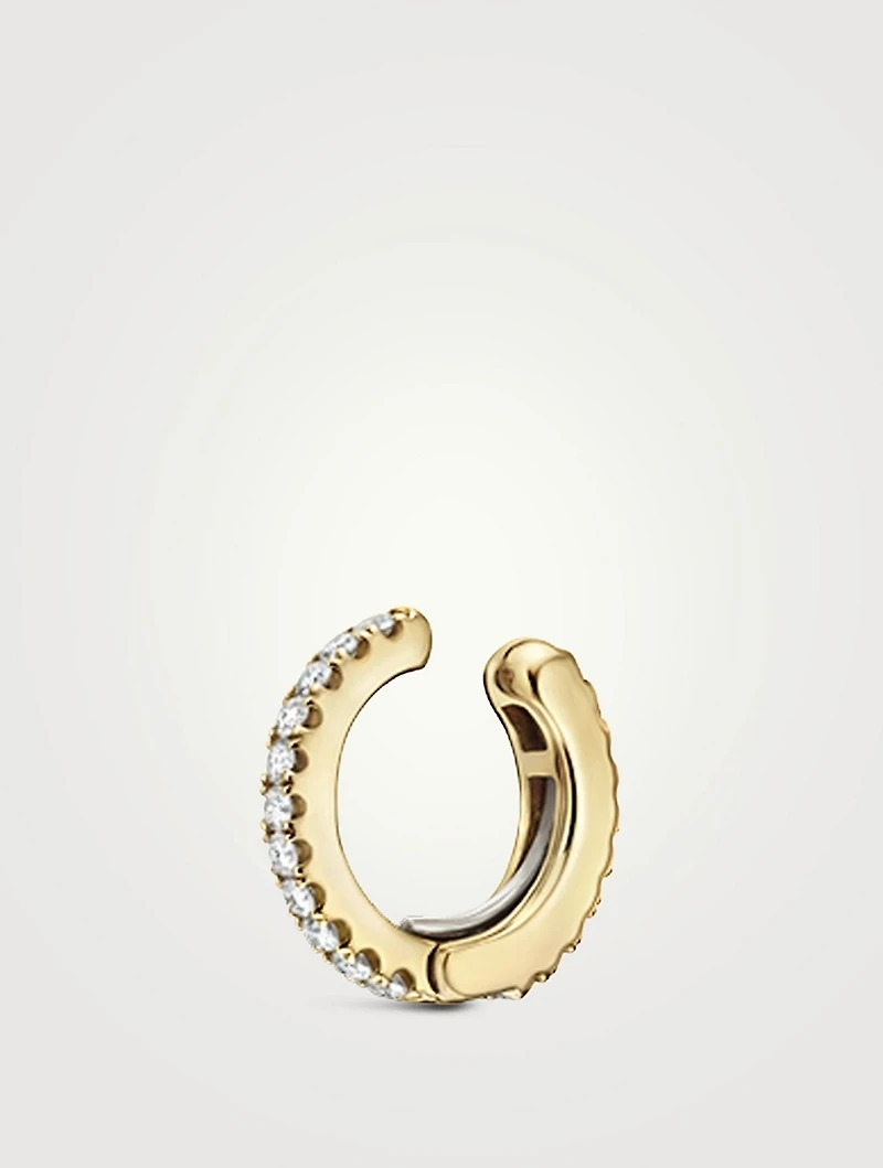 18K Gold Eternity Tash Cuff Earring With Diamonds