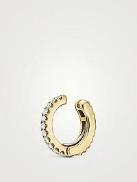 18K Gold Eternity Tash Cuff Earring With Diamonds