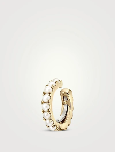 14K Gold Pearl Eternity Tash Cuff Earring With Pearls