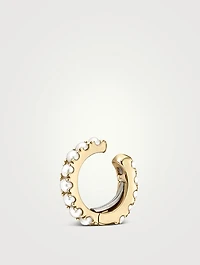14K Gold Pearl Eternity Tash Cuff Earring With Pearls