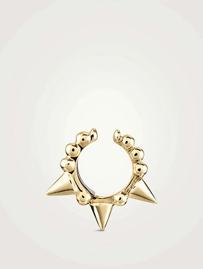 14K Gold Granulated Triple Short Spike Tash Cuff Earring