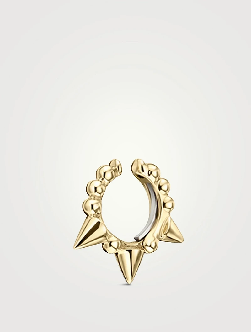 14K Gold Granulated Triple Short Spike Tash Cuff Earring