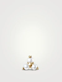 14K Gold Pearl Trinity Threaded Stud Earring