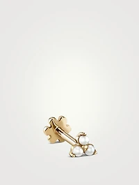 14K Gold Pearl Trinity Threaded Stud Earring