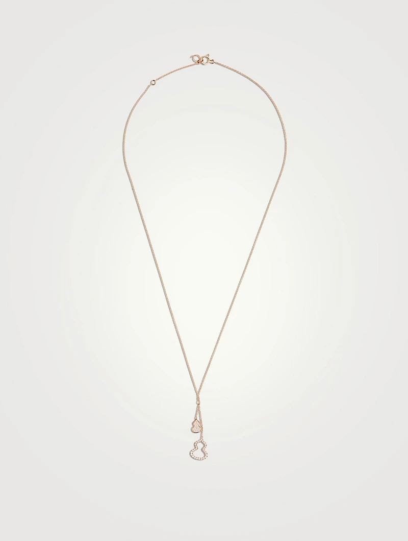 Petite Wulu 18K Rose Gold Necklace With Diamonds And Mother-Of-Pearl