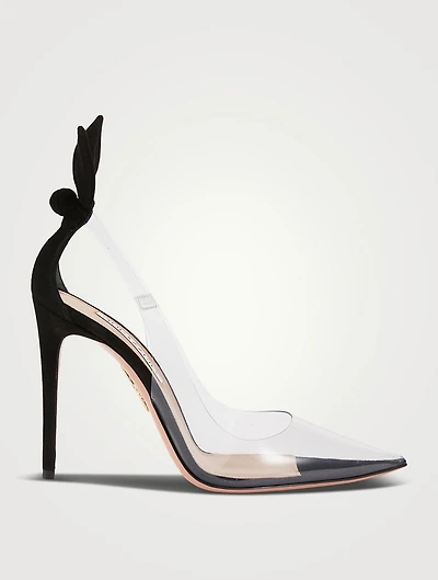 Bow Tie PVC And Suede Pumps