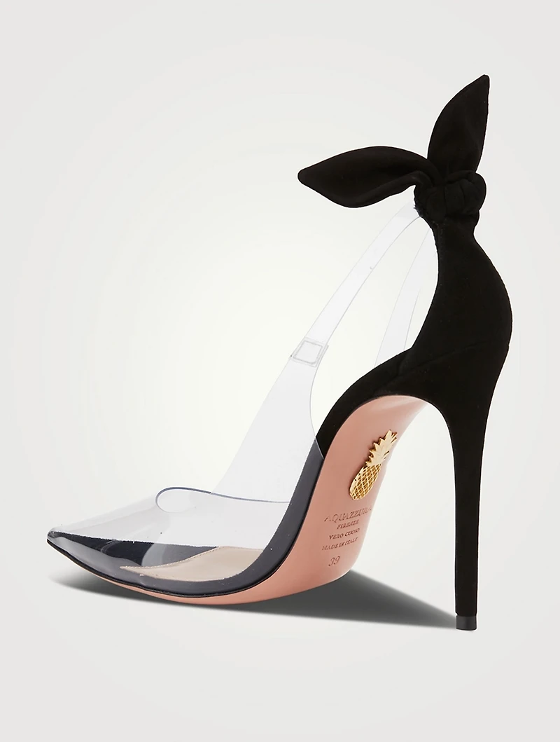 Bow Tie PVC And Suede Pumps