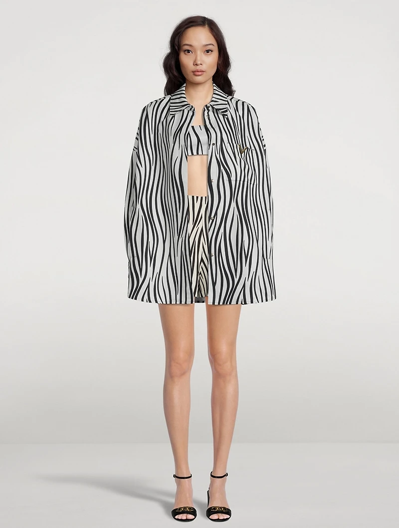 Faille Crop Top Zebra 1966 Print