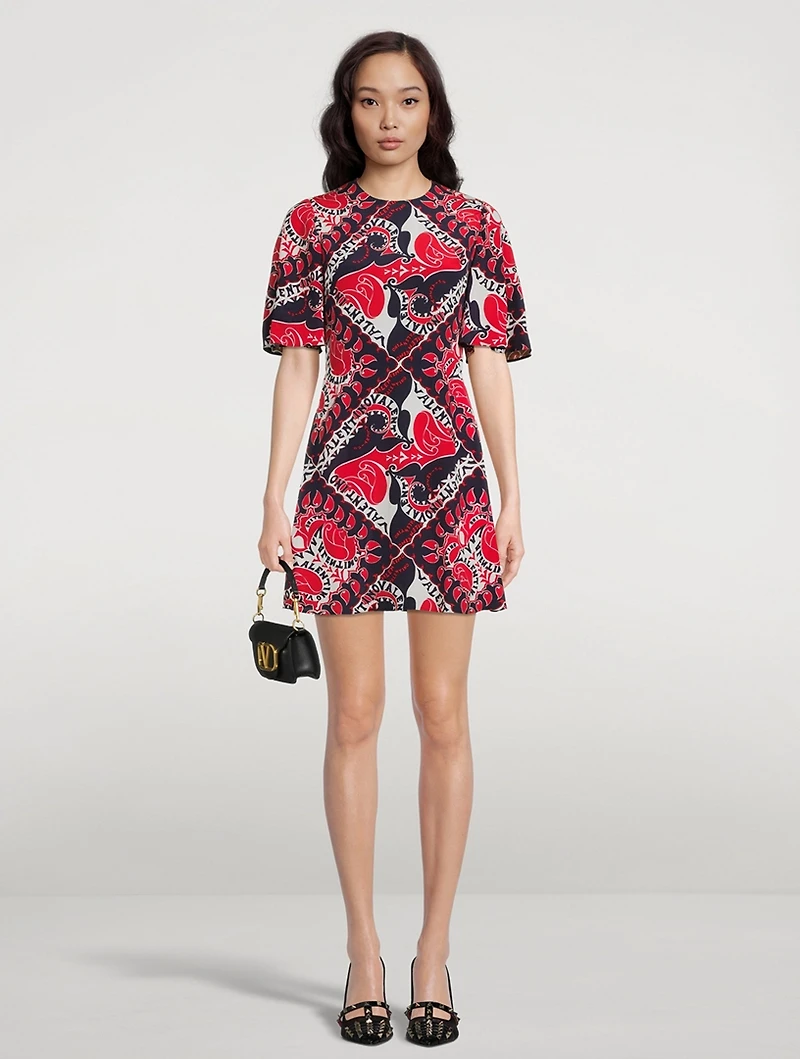 Silk Mini Dress Bandana Print