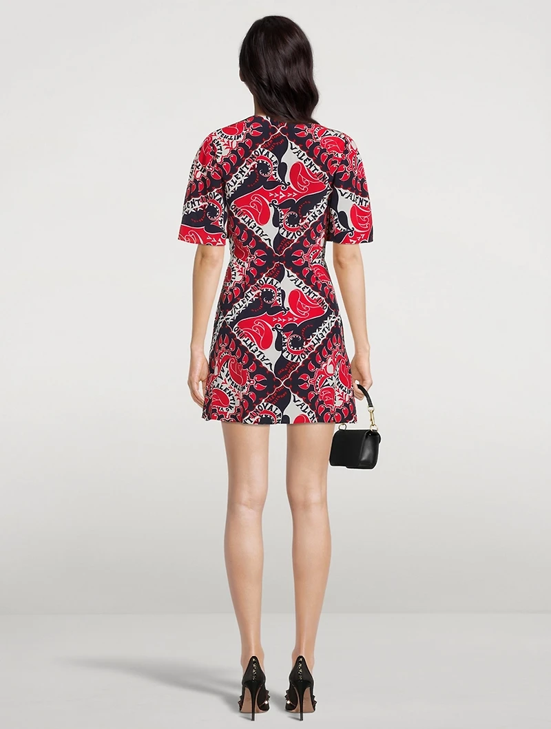 Silk Mini Dress Bandana Print
