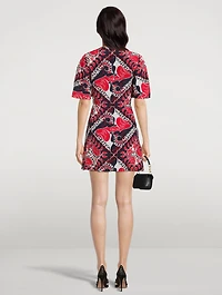 Silk Mini Dress Bandana Print
