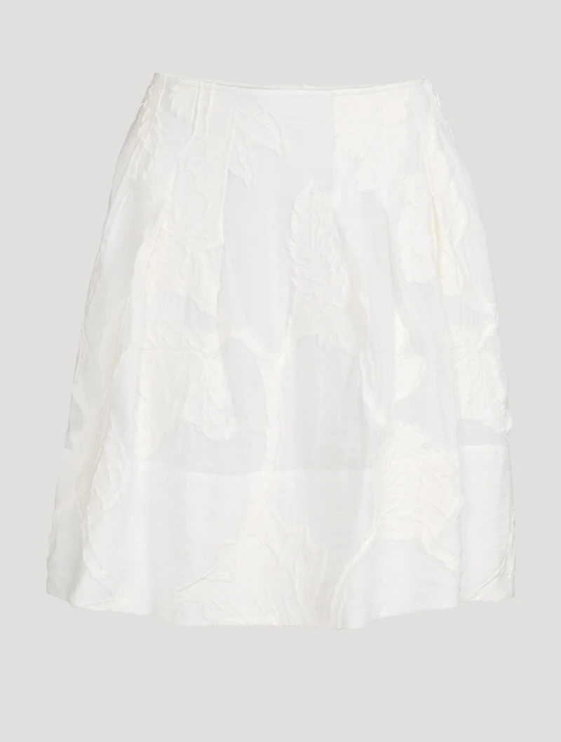 Chrysanthemum-Appliqué A-Line Skirt
