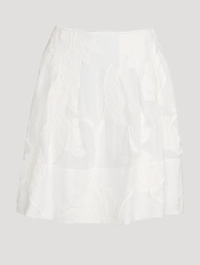 Chrysanthemum-Appliqué A-Line Skirt