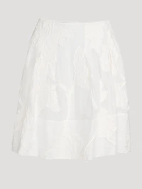 Chrysanthemum-Appliqué A-Line Skirt