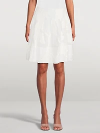 Chrysanthemum-Appliqué A-Line Skirt