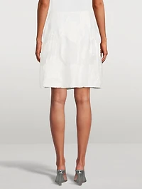 Chrysanthemum-Appliqué A-Line Skirt