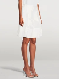 Chrysanthemum-Appliqué A-Line Skirt