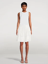 Chrysanthemum-Appliqué A-Line Skirt