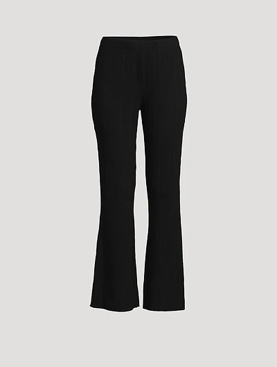 Rib-Knit Flared Pants