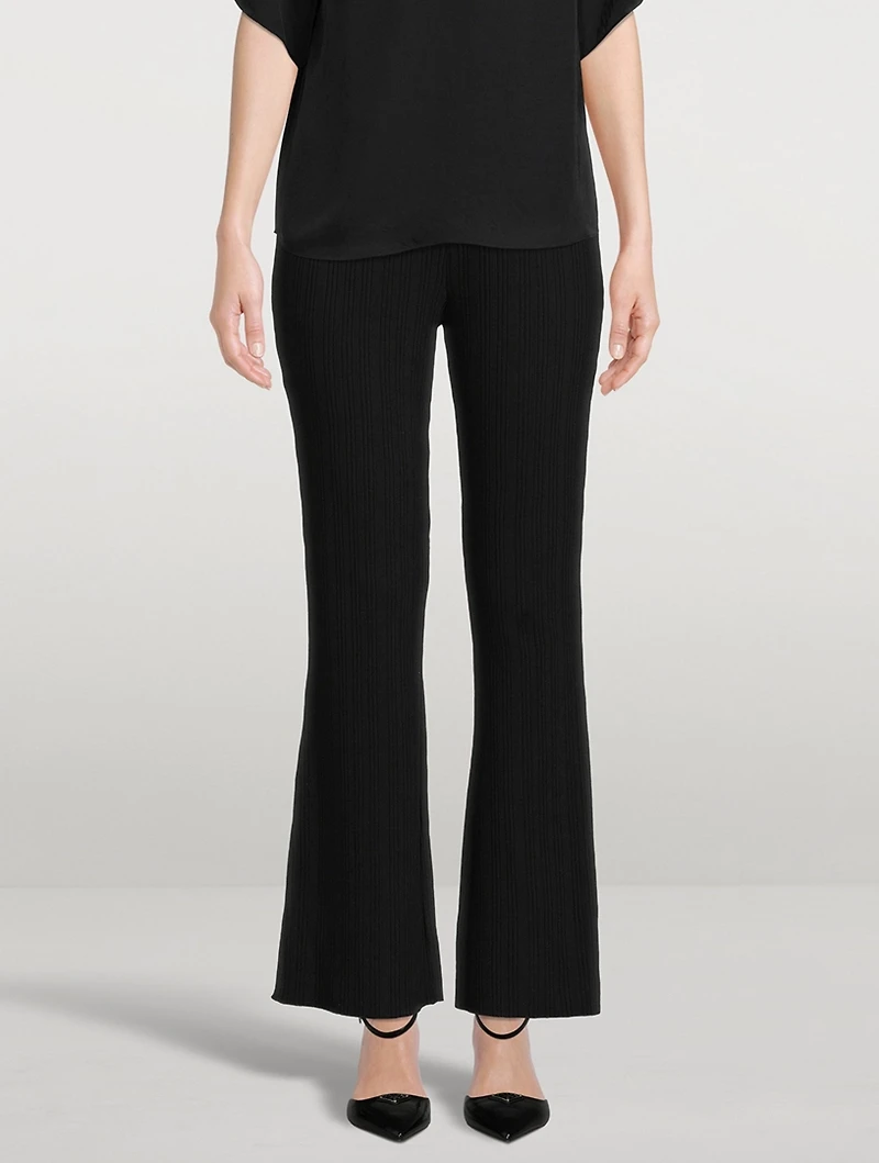 Rib-Knit Flared Pants