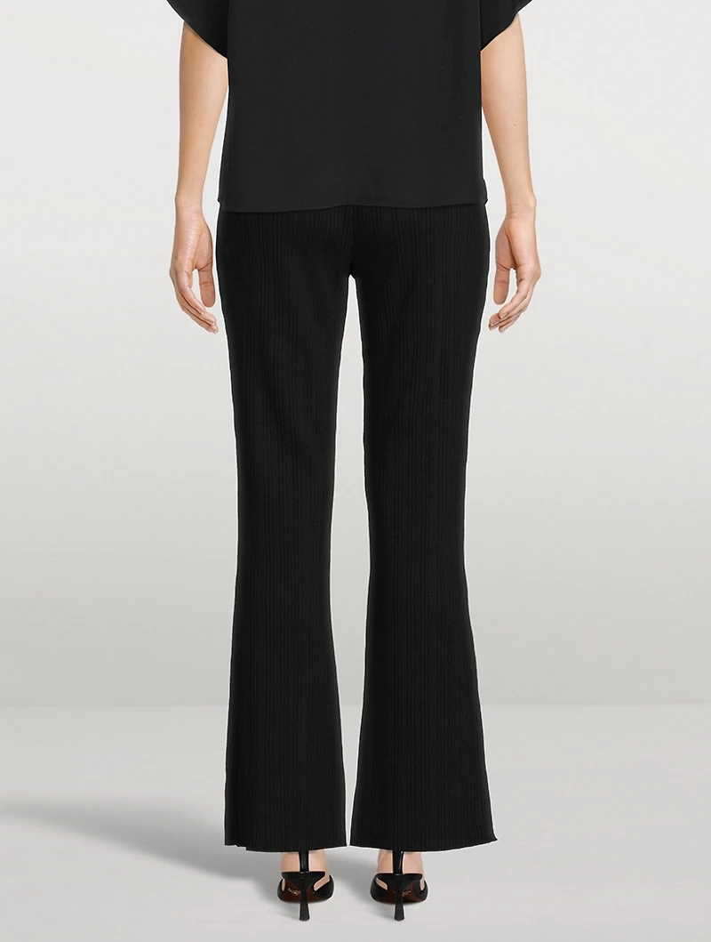 Rib-Knit Flared Pants