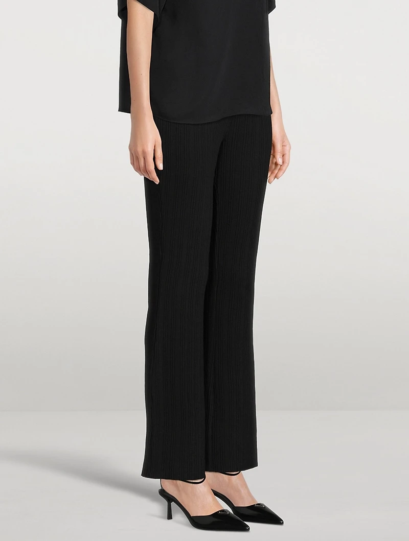 Rib-Knit Flared Pants