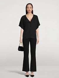 Rib-Knit Flared Pants