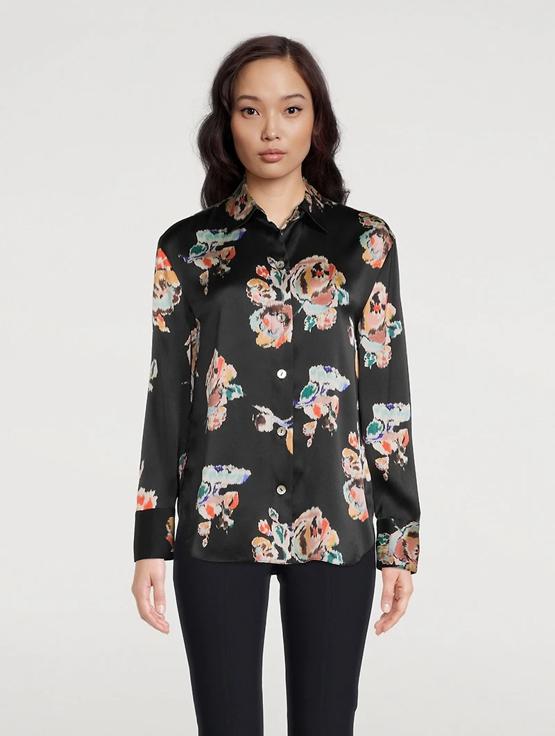 Silk Shirt Ikate Floral Print