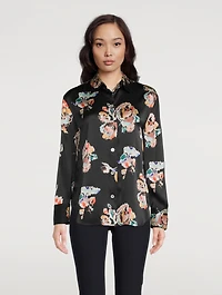 Silk Shirt Ikate Floral Print