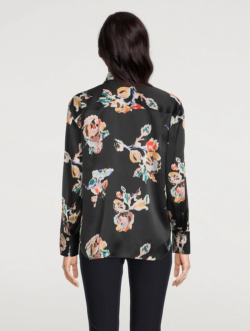 Silk Shirt Ikate Floral Print