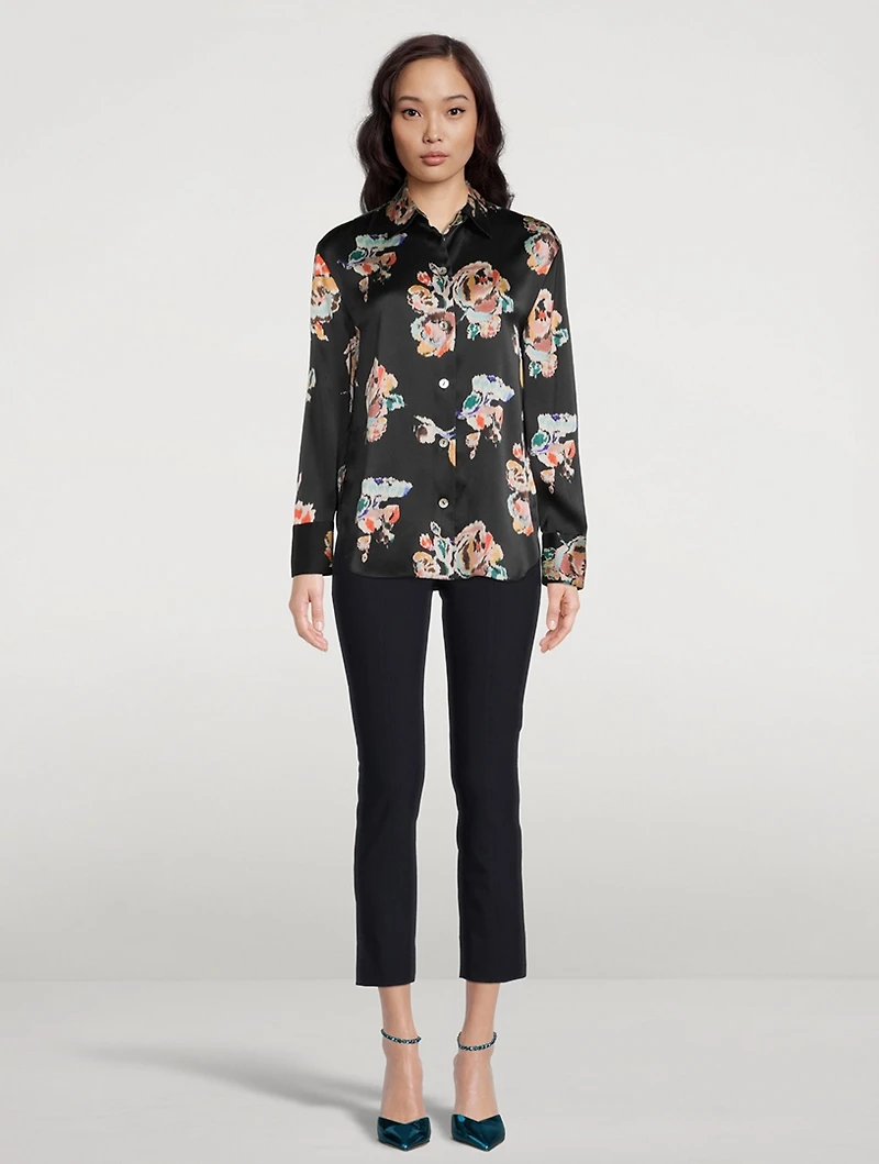 Silk Shirt Ikate Floral Print