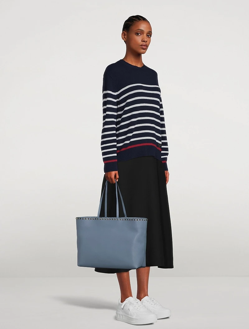 Rockstud Leather Tote Bag